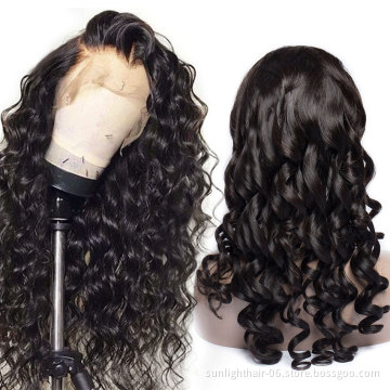 Raw indian hair full lace wig unprocessed 180% density full lace wig human loose wave wigs Africanmall hair